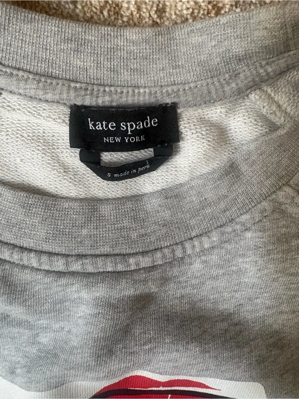 kate spade Gray Crewneck Sweatshirt with Blue and Red Graphic